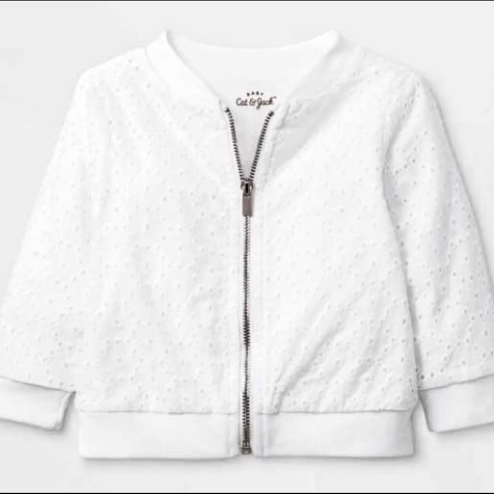 Baby Girl Eyelet Bomber Jacket
